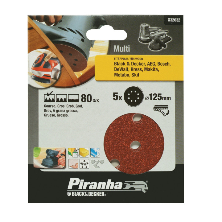 Piranha X32032 Set di Dischi Abrasivi per Levigatrice Rotorbitale 125mm 80G/K