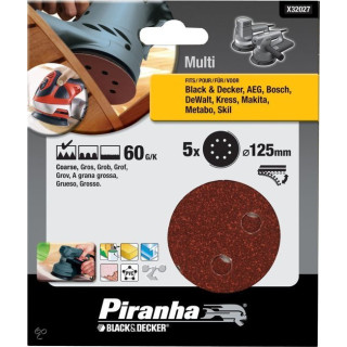 Piranha X32027 Set di Dischi Abrasivi per Levigatrice Rotorbitale 125mm 60G/K