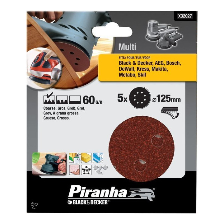 Piranha X32027 Set di Dischi Abrasivi per Levigatrice Rotorbitale 125mm 60G/K
