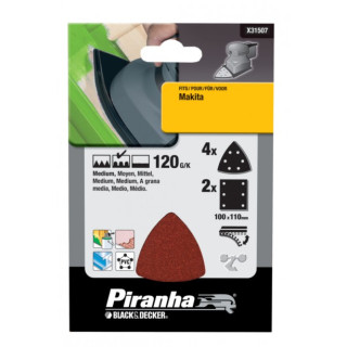 Piranha X31507 Set Fogli Abrasivi per Levigatrice Makita 120G/K