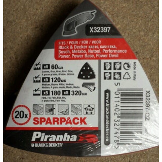 Piranha X32397 Set Fogli Abrasivi a Grana Mista per Levigatrice