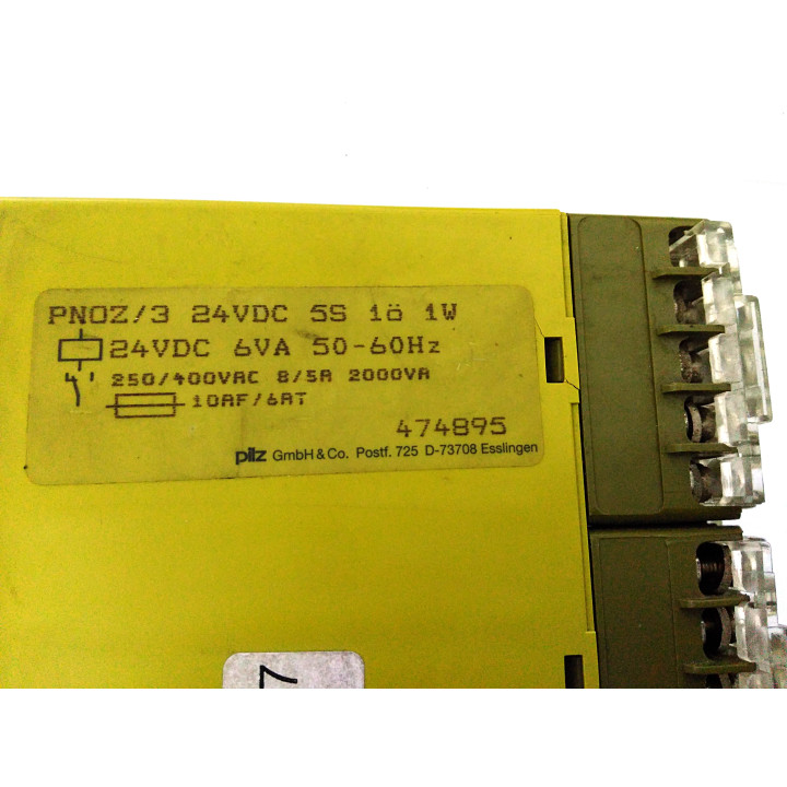 PILZ 474895 PNOZ 3 - Rele di Sicurezza 24VDC 5NO 1NO 1N/C 50-60Hz